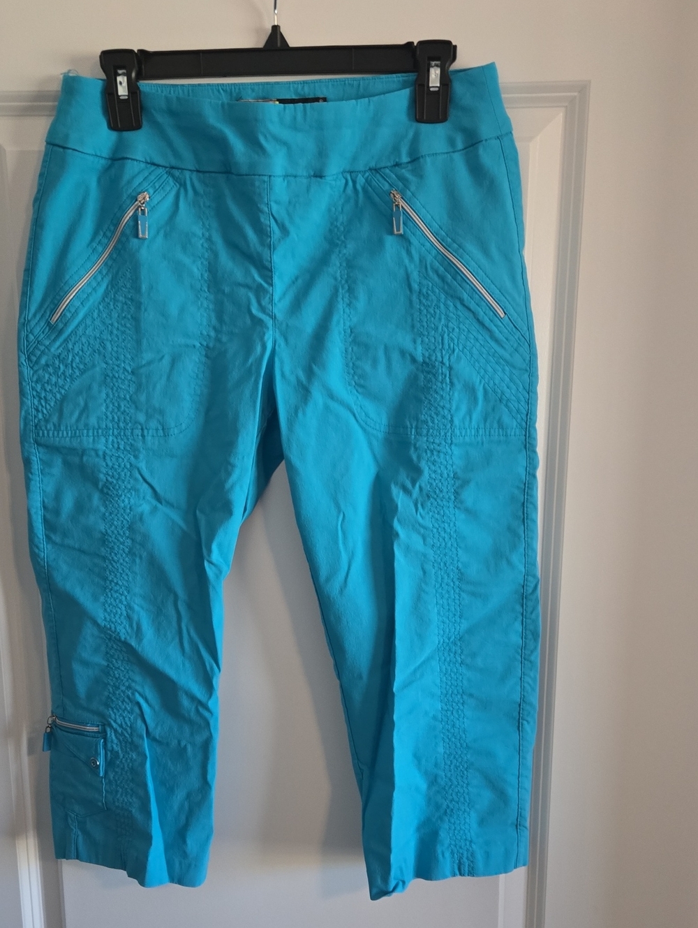 jamie sadock Bright Turquoise Capri Pants with Zip Details